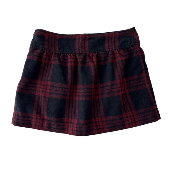 Abercrombie & Fitch Plaid Wool Blend Plaid Mini Skirt Size 8/29 Red Navy Moose - Picture 2 of 13
